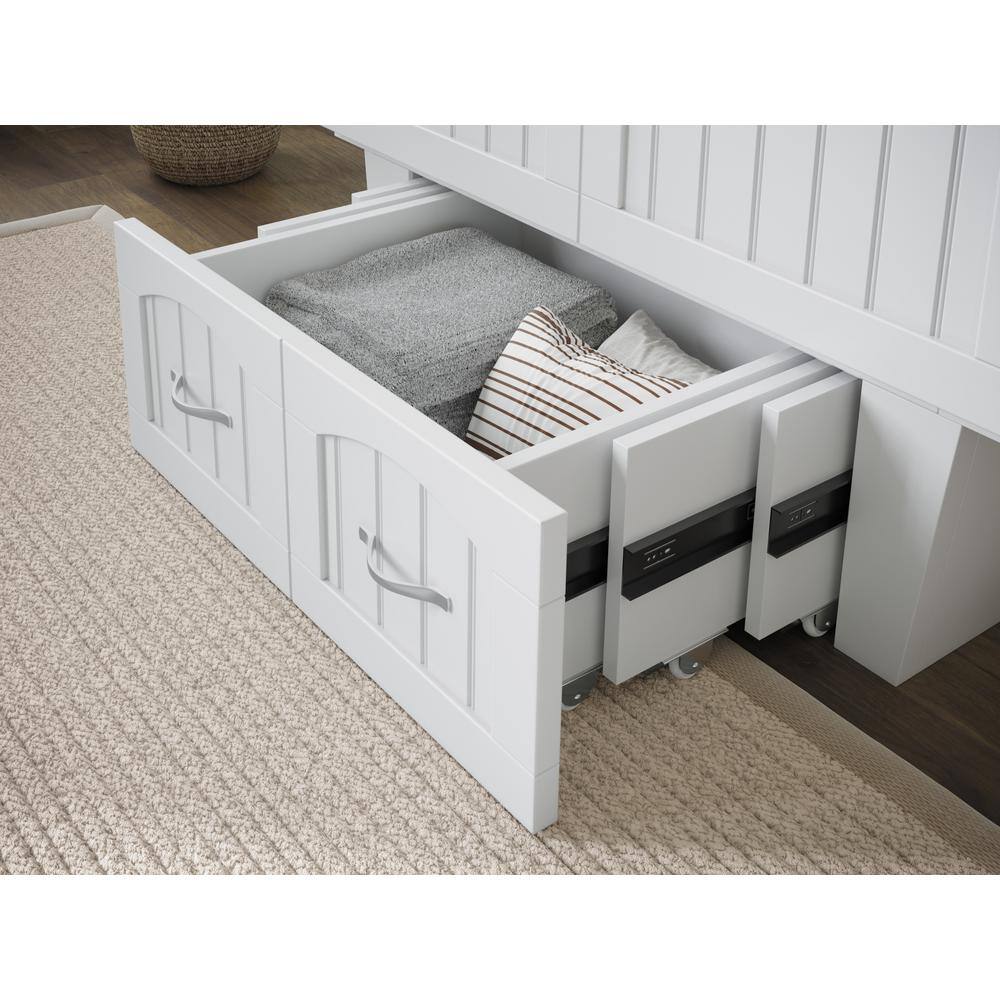 Nantucket White Twin Murphy Bed Chest with Storage Drawers