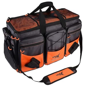 26.4 in. L x 11 in. W x 15.4 in. H Extra-large Saltwater Resistant Fishing Gear Tackle Bags, Orange