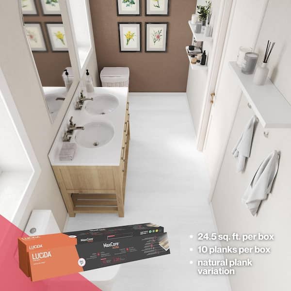 Lucida USA Maxcore Silver Leaf Gray 28-mil x 7-3/32-in W x 48-in L Waterproof Interlocking Luxury Vinyl Plank Flooring (24.5-sq ft/ Carton)