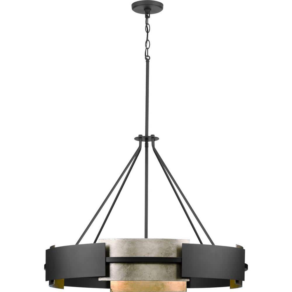Lowery Matte Black and Gold 6-Light Drum Chandelier