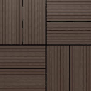 1 ft. x 1 ft. Quick Deck Outdoor Slat Composite Deck Tile in Coffee (10 sq. ft. Per Box)