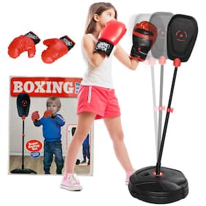 Punching Bag with Stand, Boxing Gloves, Adjustable Kids Boxing Bag, Sports Toy for Boys and Girls, Black