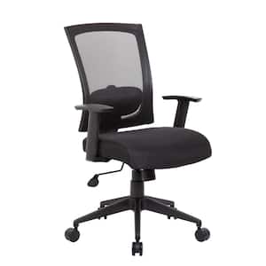 Black Mesh Back and Seat Cushions Black Base Lumbar Support Adjustable Arms Pneumatic Lift Executive Task Chair