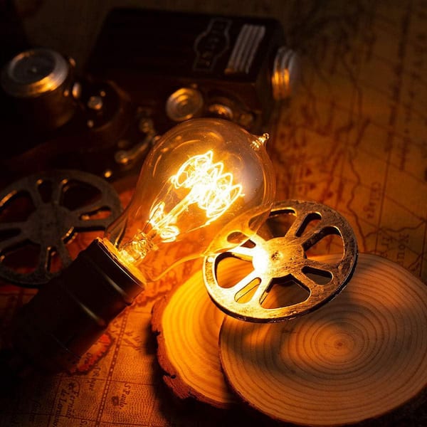 60-Watt Equivalent Vintage A19 Soft White (2700K) Dimmable Edison Incandescent Light Bulb (4-Pack)