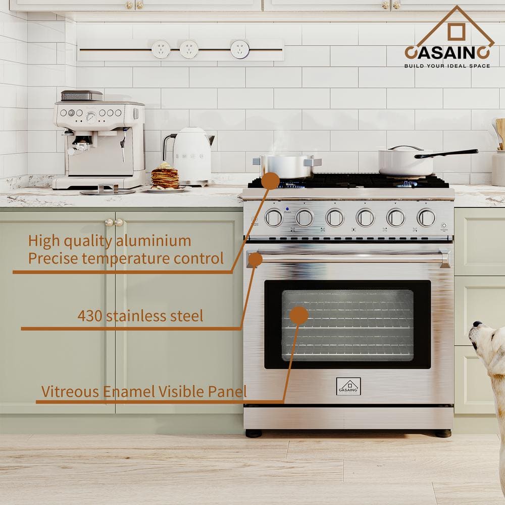 CASAINC 30" Stainless Steel Freestanding Convection Gas Range
