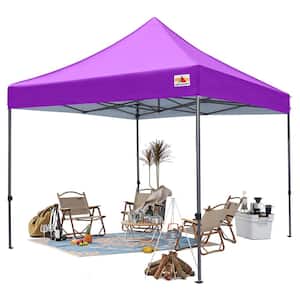 10 ft. x 10 ft. Purple Commercial Instant Shade Metal Pop Up Canopy Tent Shelter