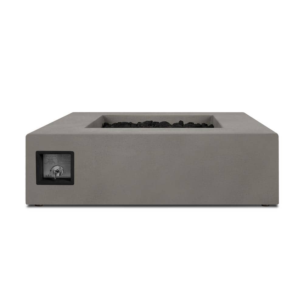 Flint Gray Low Square Concrete Propane Fire Pit Table