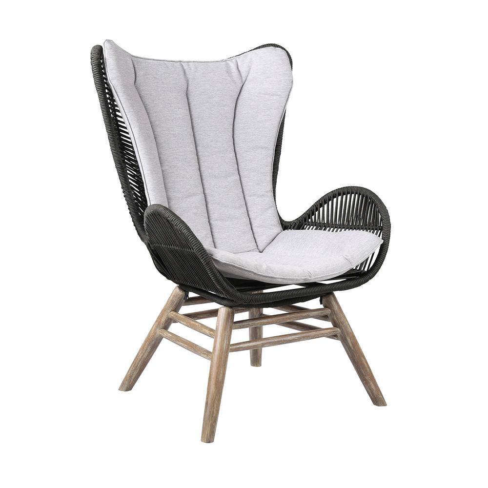 Wood Outdoor Lounge Chair with Gray Cushion
