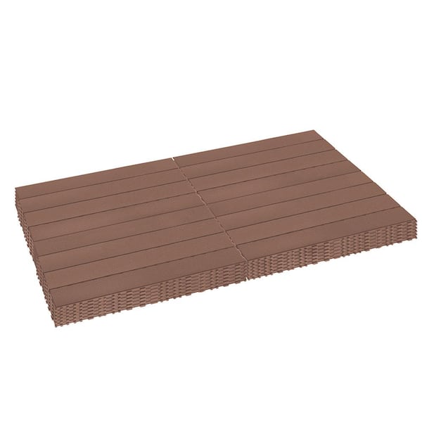 Afoxsos 24 in. x 12 in. Polypropylene Material DIY Module Deck Tile in Dark Gray, Quick and Easy to installation (24 per Case)