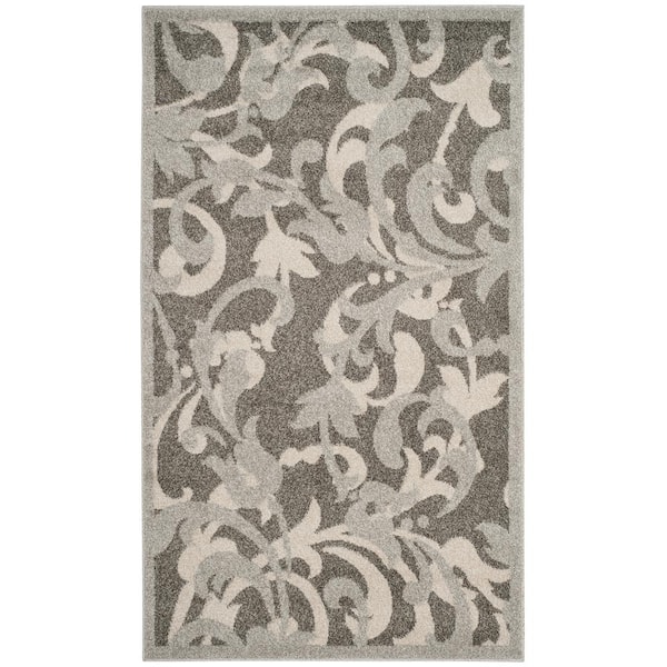 SAFAVIEH Amherst Gray/Light Gray Doormat 3 ft. x 5 ft. Border Area Rug