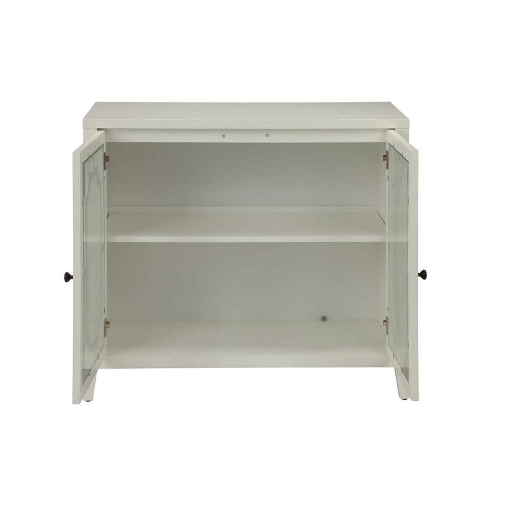 Classic Romantic White Wooden Console Table with Glass Storage