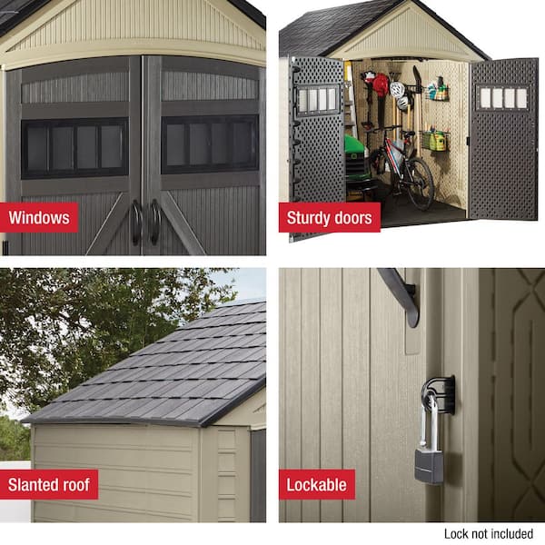 Rubbermaid 7- ft. x 10- ft. Roughneck Brown Gable Resin Outdoor