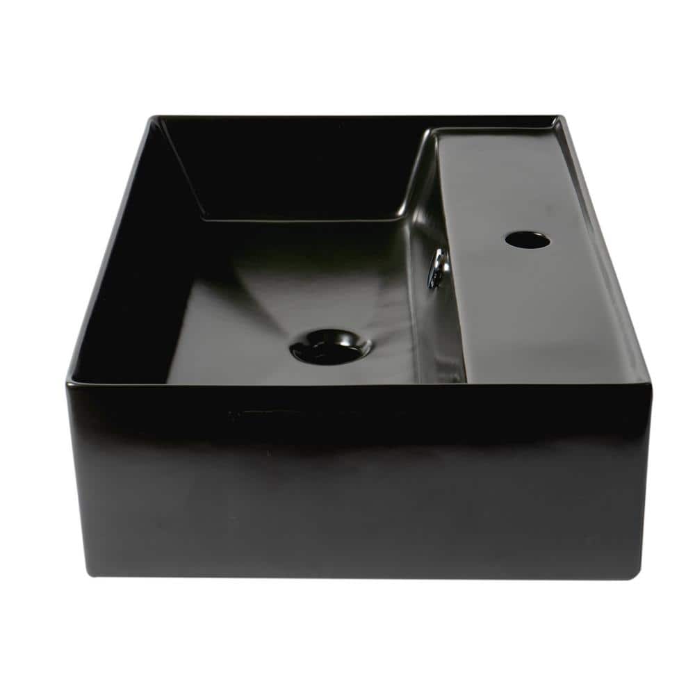 Black Matte Rectangular Ceramic Vessel Bathroom Sink