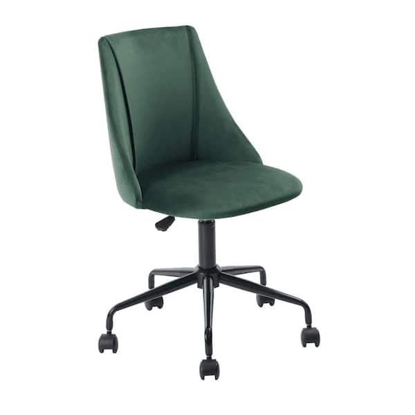 Homy Casa Cian Dark Green Velvet Upholstered High Back Task Chair