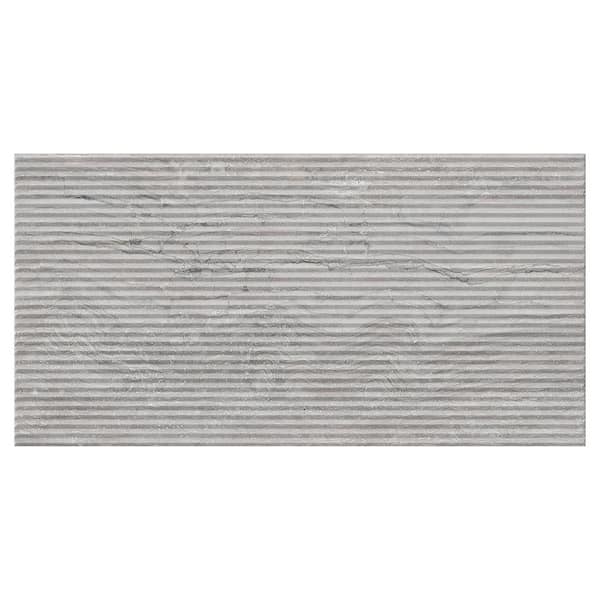 Spanish Marmol Travertine Look Porcelain 12 in. x 24 in. x 9mm Wall Tile Case-Deco Sliver (5-Pieces, 10.76 sq. ft./Case)