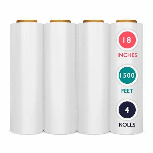 80-Gauge 18 in. x 1500 ft. Stretch Wrap Roll (4-Roll)
