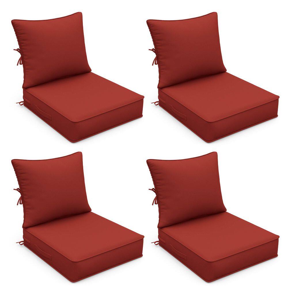 22 in. x 24 in. x 4 in. (4-Pack) Water-Resistant Outdoor Patio Furniture Replacement Deep Seat Cushions, Terra Red price history on PriceWatchPro