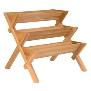 3-Tier Natural Wood Planter