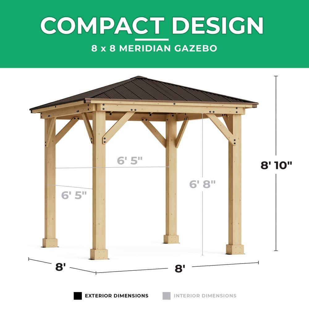 8' x 8' Cedar and Brown Permanent Gazebo