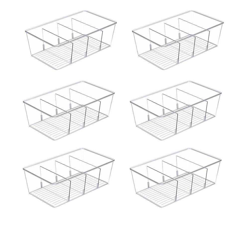 Clear Plastic Food Storage Organizer Bins with Removable Dividers for Pantry, Kitchen, Cabinet Organization price history on PriceWatchPro