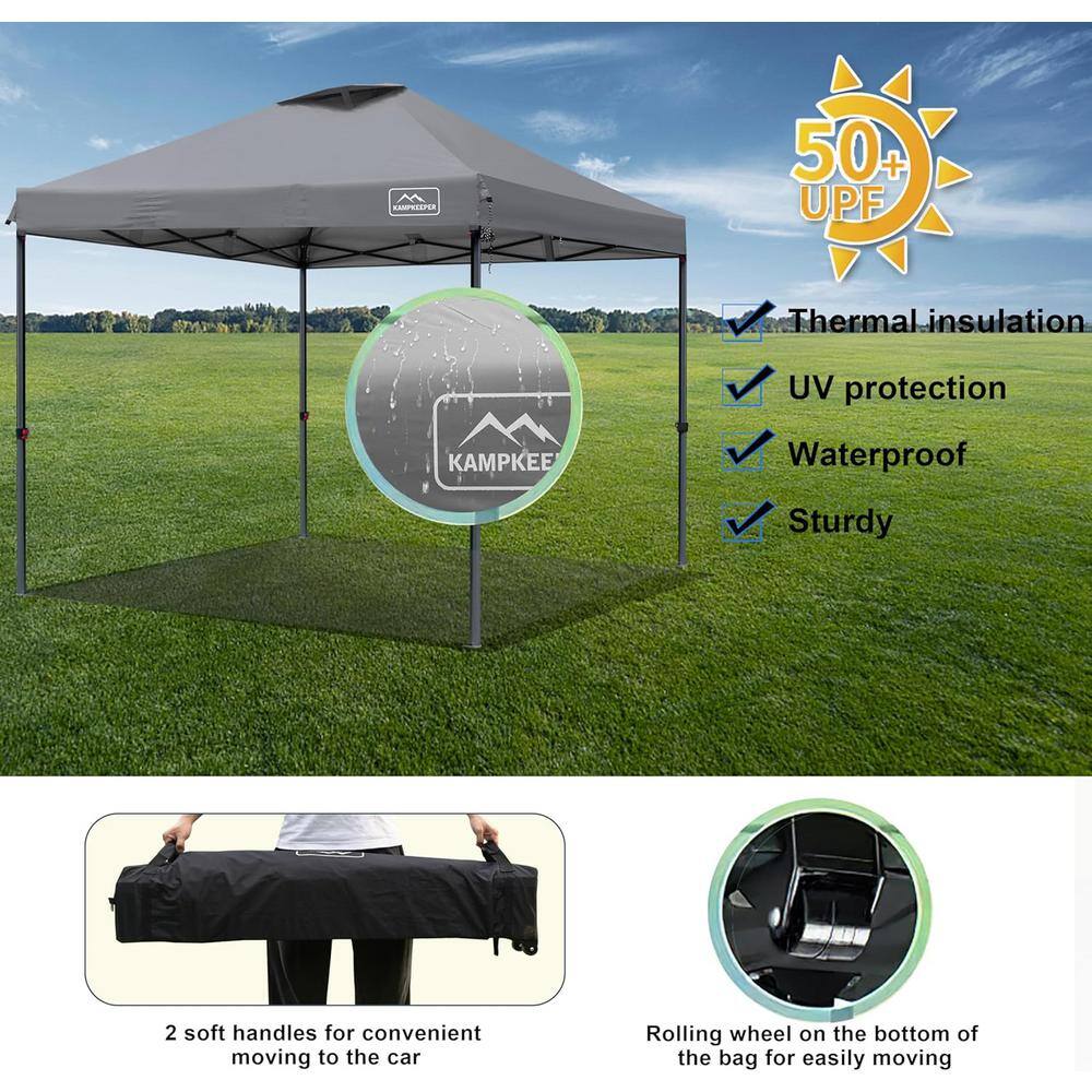 10 ft x 10 ft Dark Gray Steel Pop-Up Canopy Tent
