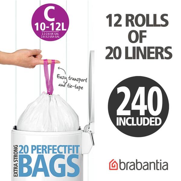 Brabantia Trash Bags 13.2-15.8 Gal White 10 Bags / H 
