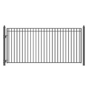 Madrid Style 14 ft. x 6 ft. Black Steel Single Swing Driveway Fence Gate