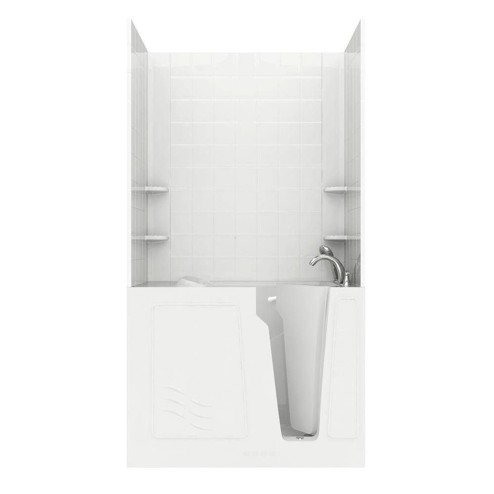 Flagstaff 52'' x 29'' White Fiberglass Walk-In Whirlpool Bathtub