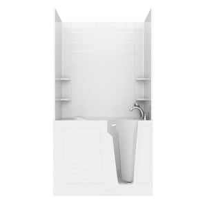 NOVA Heated Rampart 4.4 ft. Walk-in Non-Whirlpool Bathtub with 6 in. Tile Easy Up Adhesive Wall Surround in White