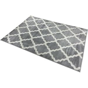 Comfy Trellis Gray 8 ft. x 10 ft. Lattice Synthetic Rectangle Area Rug