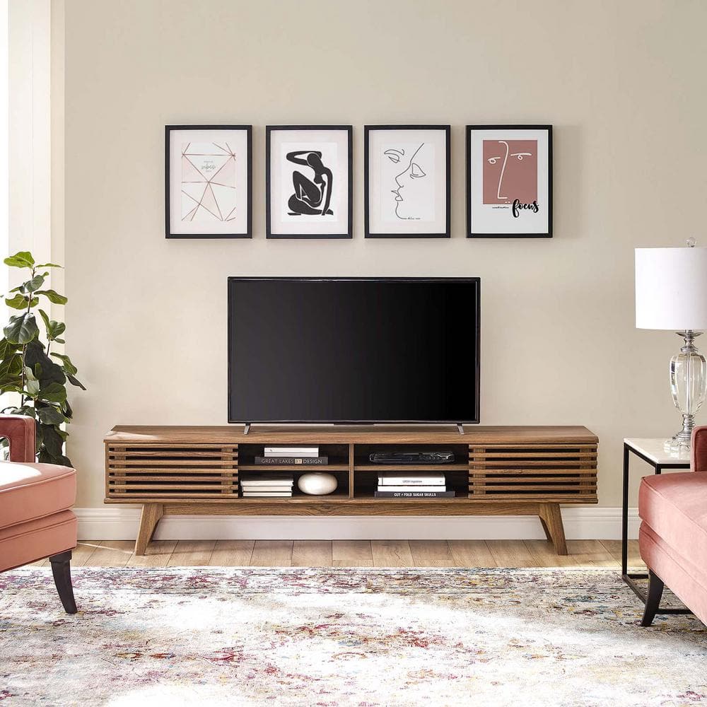 Render 70  Entertainment Center TV Stand in Walnut