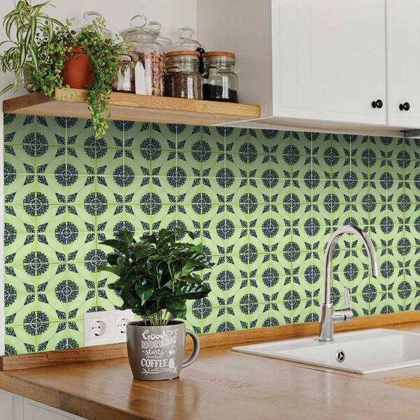 smart tiles Zellige Taza Green 9 in. x 9 in. Vinyl Peel and Stick Tile  (2.22 sq. ft./ 4-Pack) SM1195G-04-QG - The Home Depot