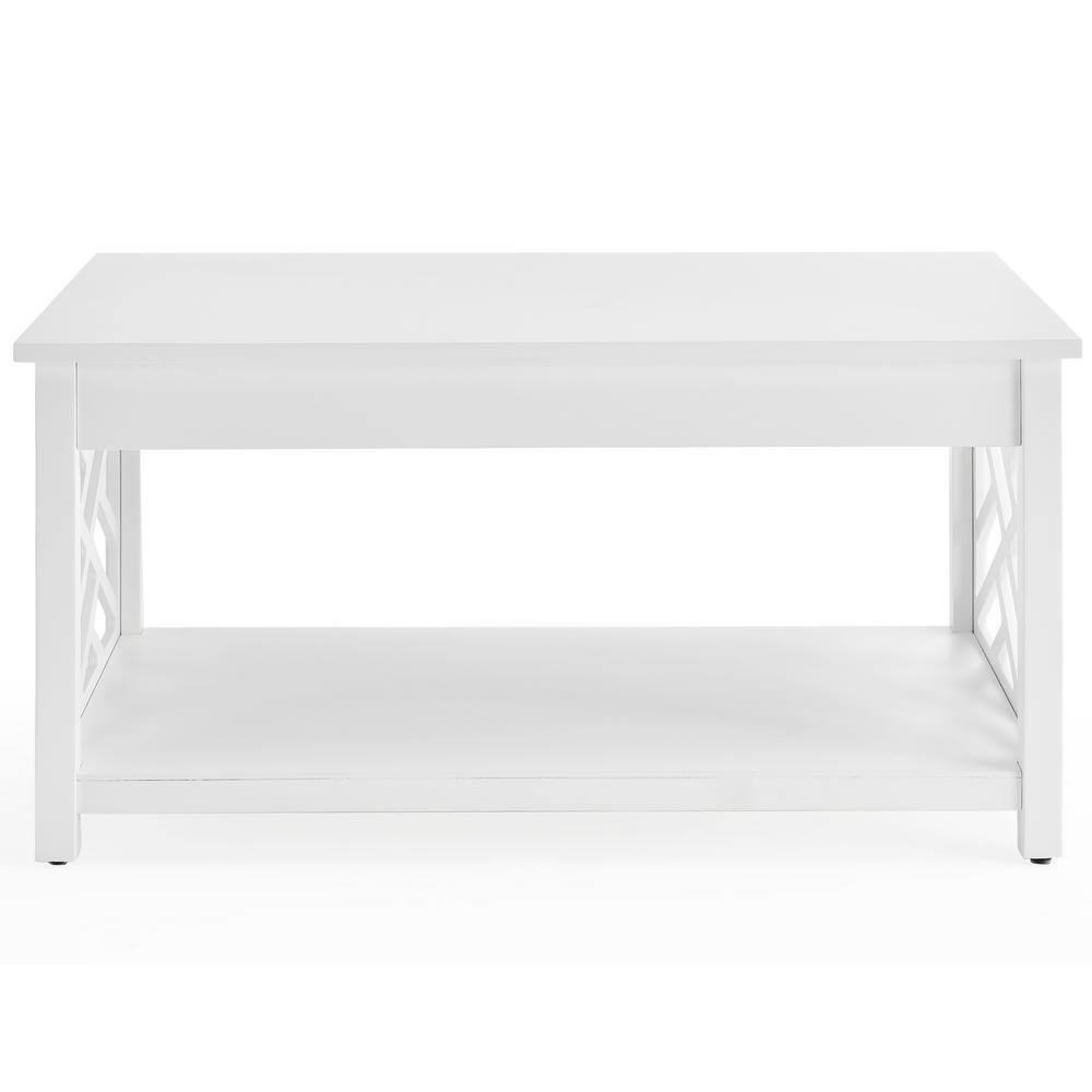 Gray Rectangular Wood Coffee Table with Storage Tray