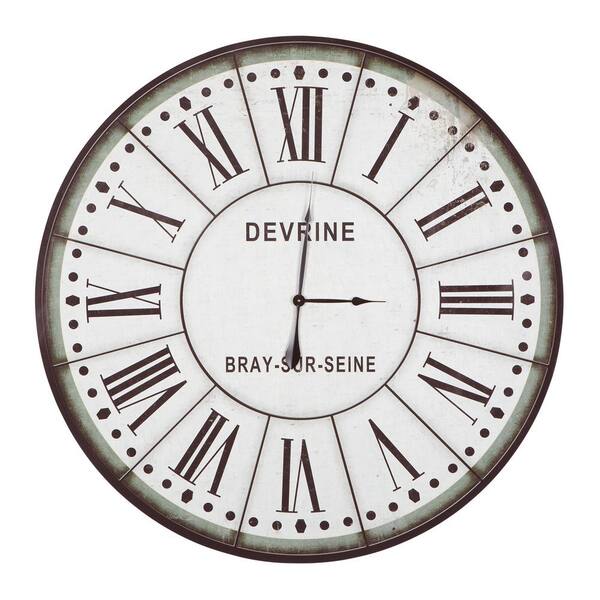 Yosemite Home Decor Devrine Series Green & White Oversized Wall Clock