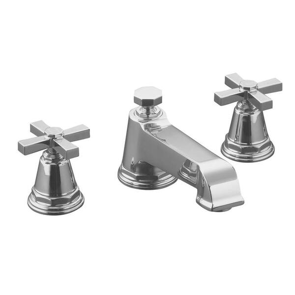 KOHLER Pinstripe Cross 2-Handle Deck-Mount Roman Tub Faucet Trim Only in Polished Chrome (Valve Not Included)