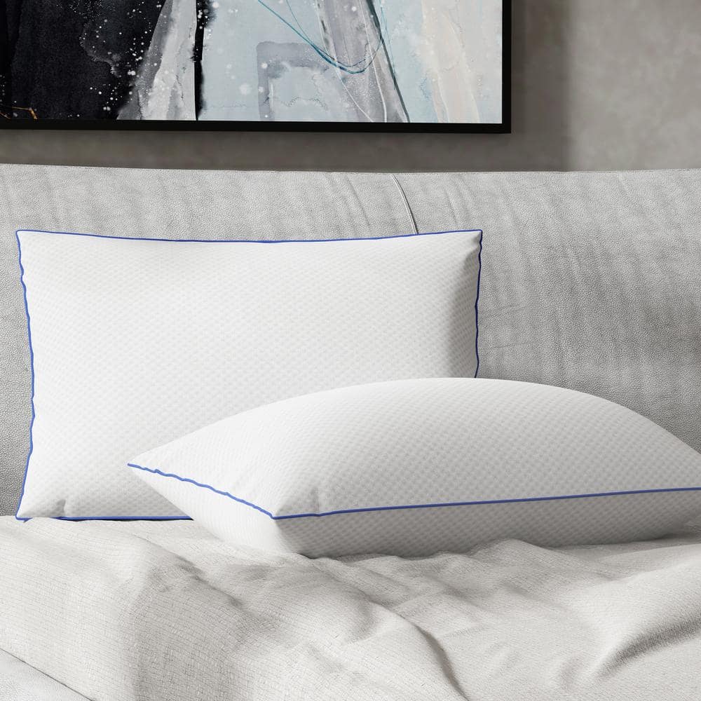 Oversized White Gel-Infused Shredded Memory Foam Pillow Set