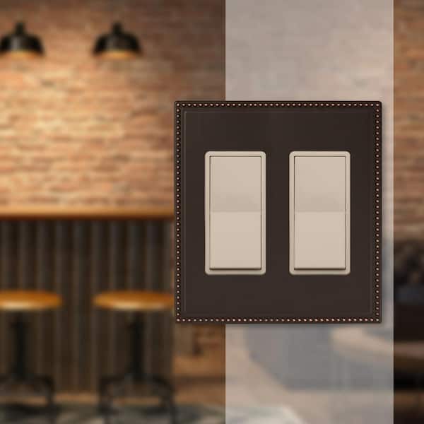 Perlina 2 Gang Rocker Metal Wall Plate - Aged Bronze