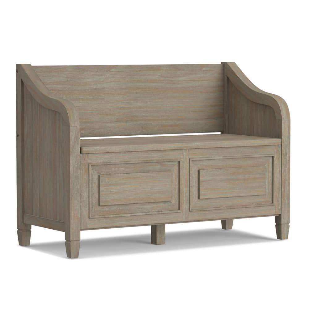 Connaught Distressed Grey Solid Wood Entryway Storage Bench