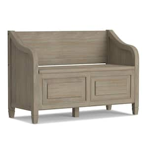 Connaught Solid Wood 42 in. Wide Traditional Entryway Storage Bench in Distressed Grey