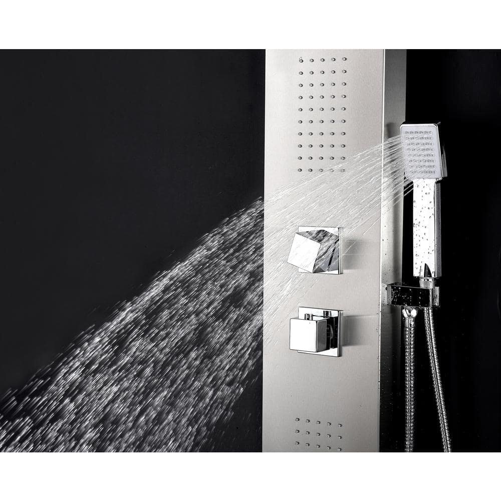 Expanse 64'' Brushed Steel Full Body Shower Panel with Jets