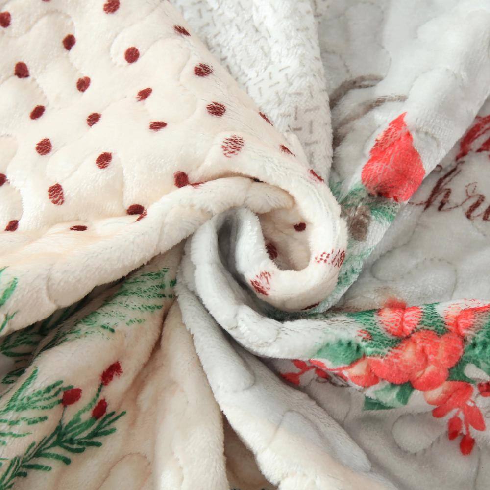 Queen Red Velvet Reversible Christmas Quilt Set
