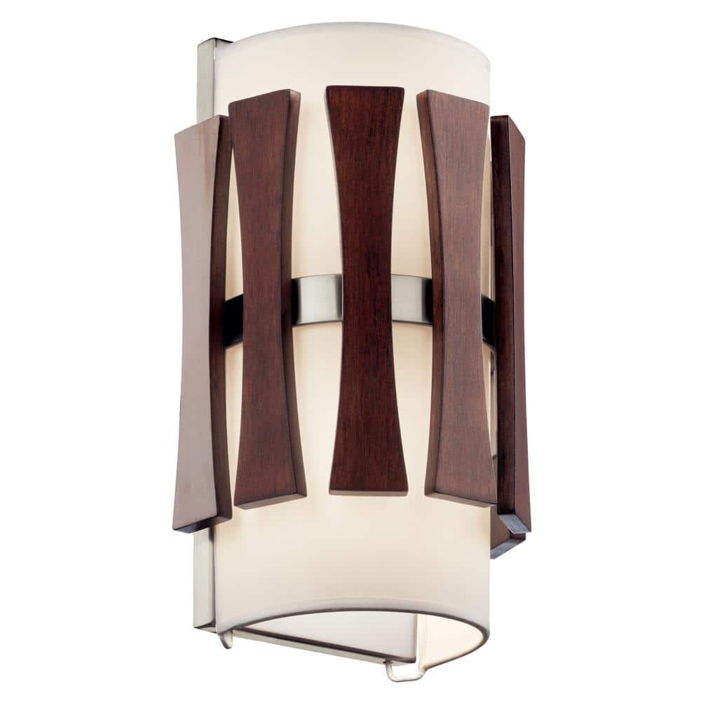 Auburn Stained Wood and Clear Glass Wall Sconce