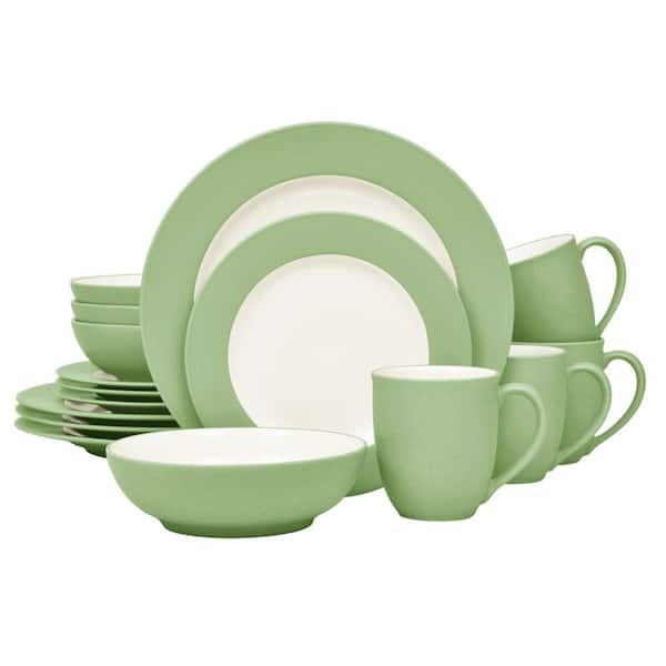 Noritake Colorwave Apple 16-Piece Rim (Green) Stoneware Dinnerware Set, Service For 4
