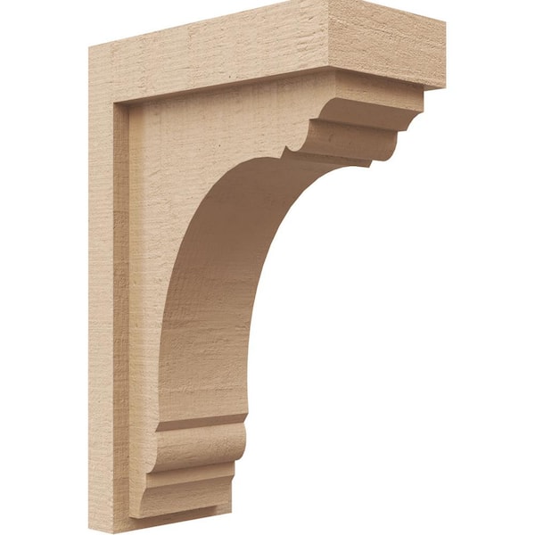 Ekena Millwork 4 in. x 12 in. x 8 in. Series 2 Classic Warren Rough Cedar Woodgrain Timberthane Polyurethane Corbel, Primed Tan
