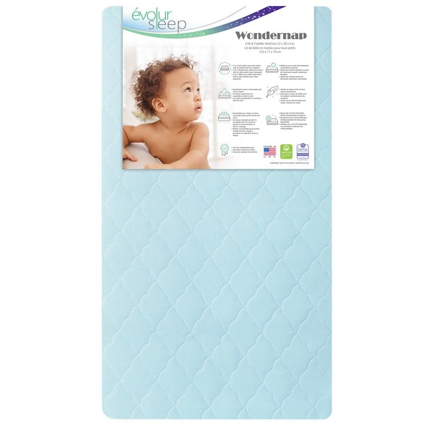 Blue Wondernap 2 in 1 Full-size Crib Mattress, JPMA and Greenguard Gold Certified