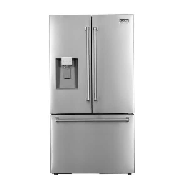 36 in. 28.9 cu. ft. Standard Depth Freestanding French Door Refrigerator in Stainless Steel with Ice and Water Dispenser
