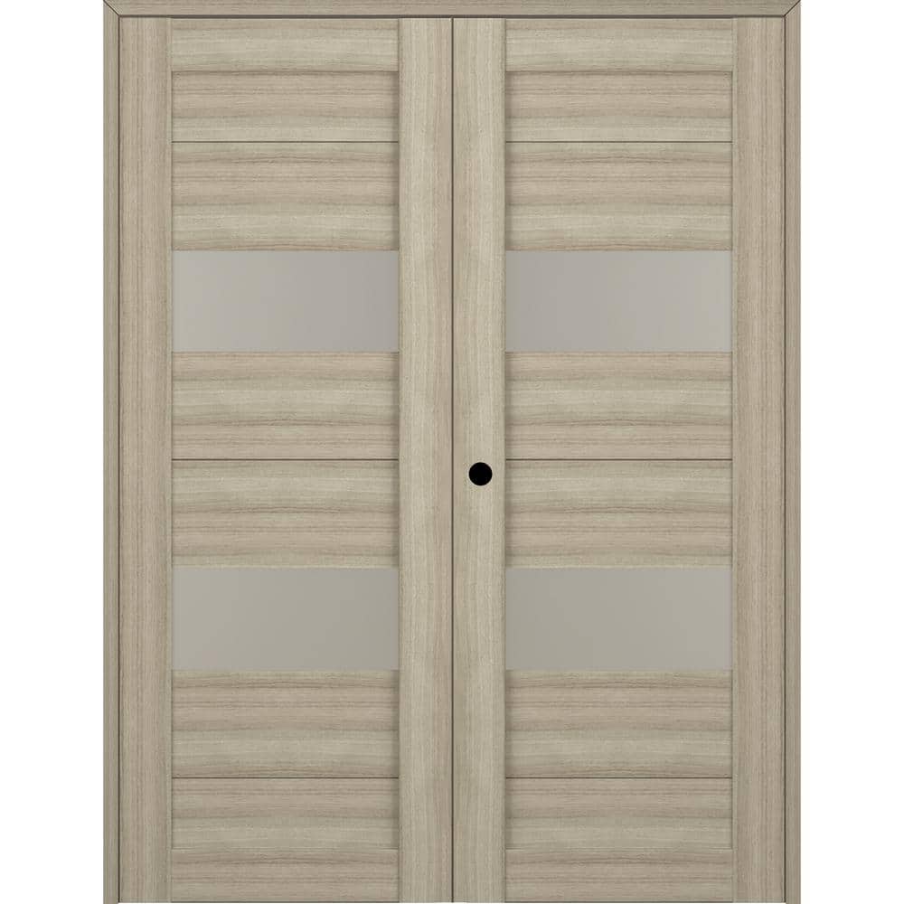 Berta 60 in. x 83,25 in. Right Hand Active 2-Lite Frosted Glass Shambor Wood Composite Double Prehung Interior Door price history on PriceWatchPro