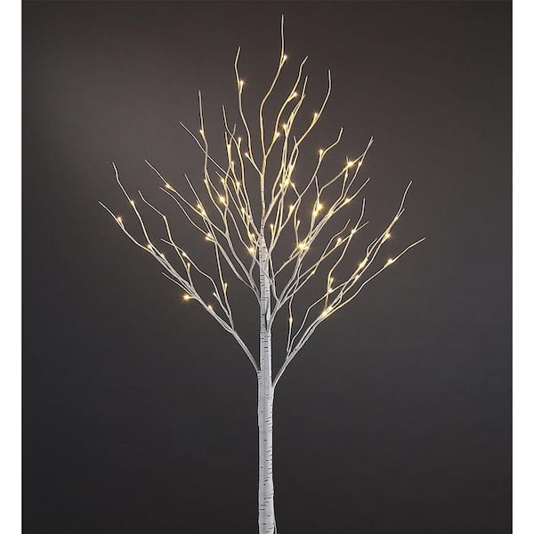 proHT 4 ft. 3-Watt Birch Tree with 48 Warm LED Lights