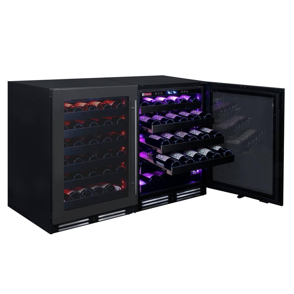 100-Bottle Black Stainless Steel Dual Zone Wine Refrigerator