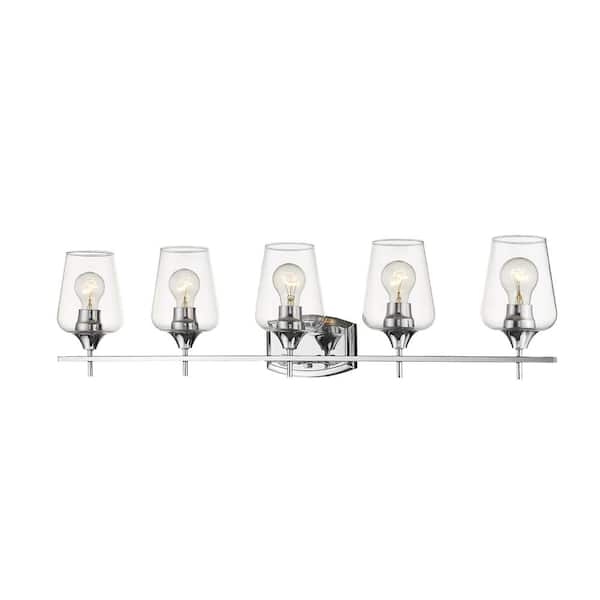 Unbranded Joliet 38 in. 5-Light Chrome Vanity Light with Clear Glass